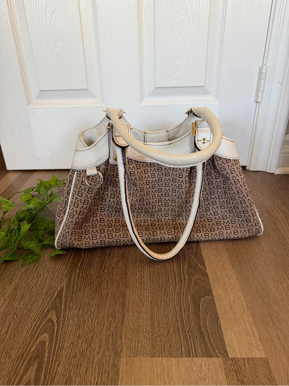 Milano Brown & Cream Monogram Shoulder Bag